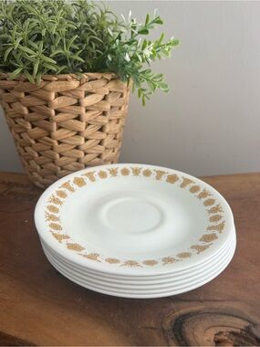 6 Vintage Corelle Butterfly Gold Pattern Side Plates